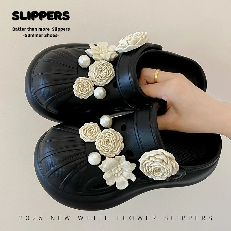 新疆西藏包邮2025新款防滑厚底外穿洞洞鞋女款夏季网红海边沙滩踩