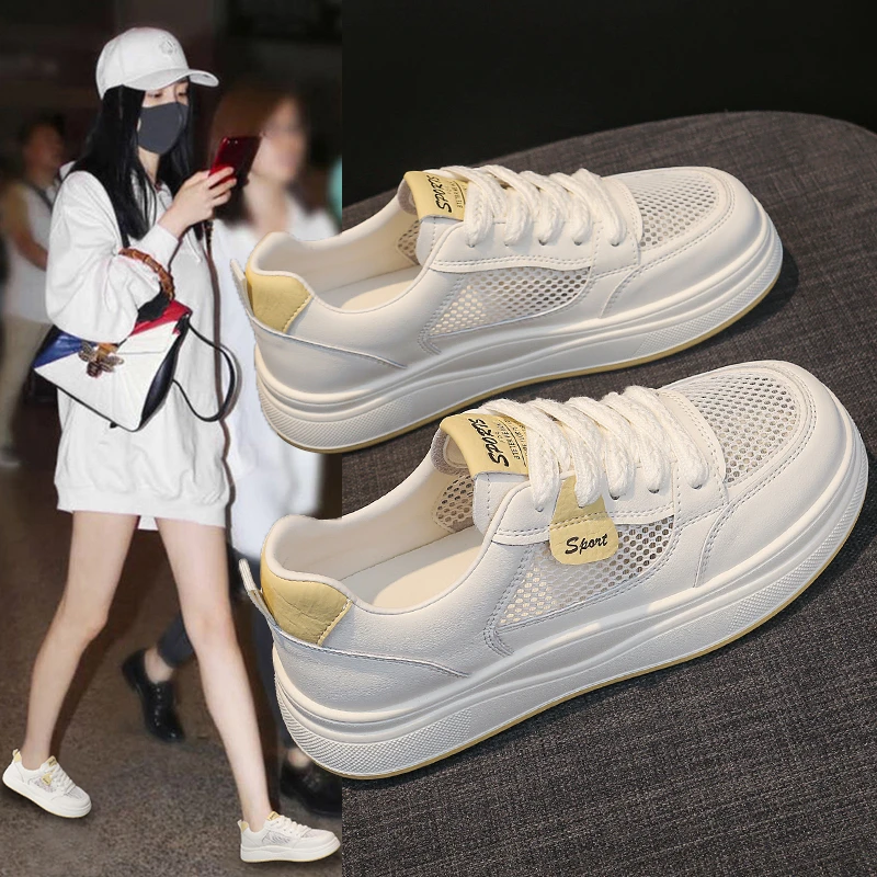 【3厘米】小白鞋新款夏季爆款网面透气网鞋薄款女鞋子运动休闲板鞋