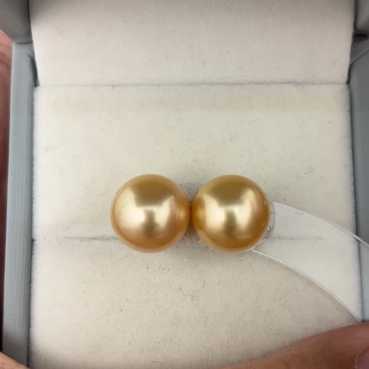 定制海水珍珠银S925镶嵌吊坠(不含链)11-12金珠裸珠2颗