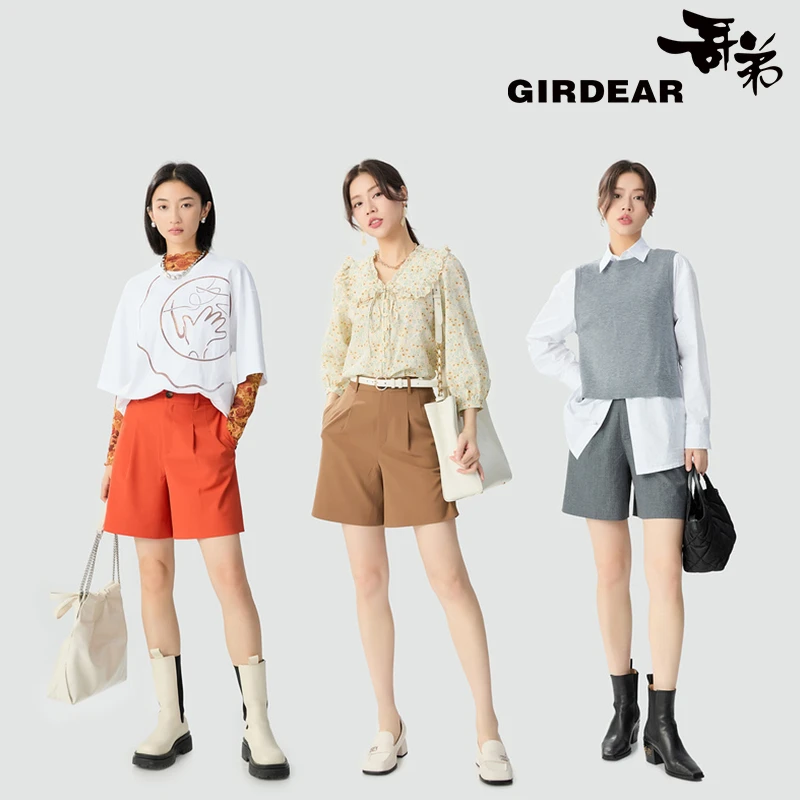 GIRDEAR/哥弟夏季新款女士高腰简约休闲时尚百夏季高腰简约热裤