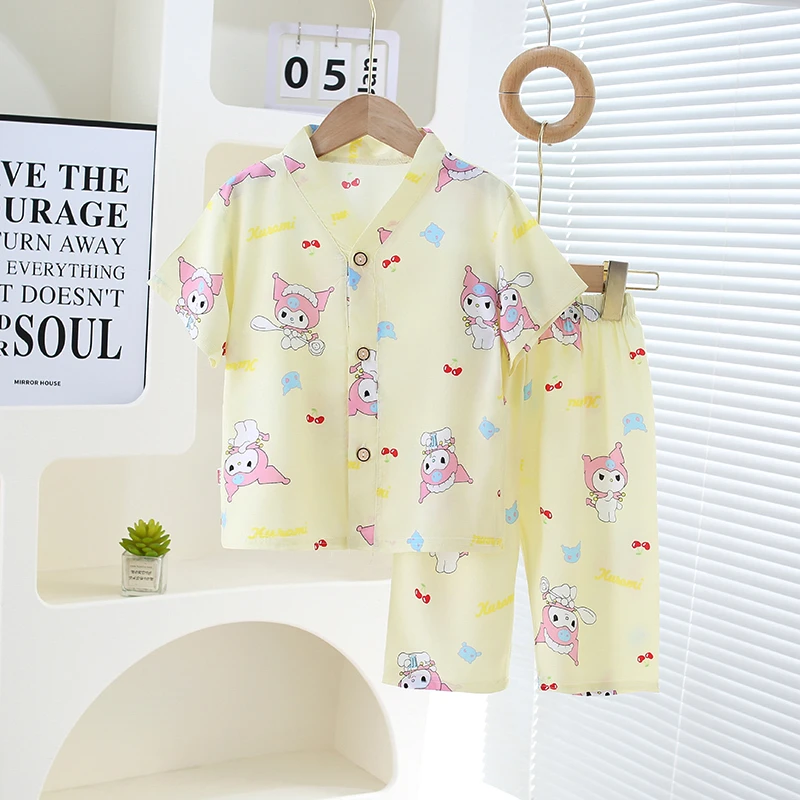 吸汗女卡通风排湿吸汗家居服套装童装短袖家居服时尚女童a婴儿服