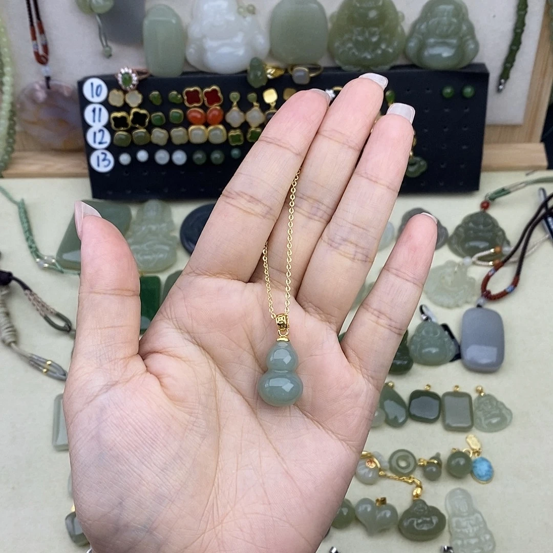 和田玉银S925镶嵌吊坠(赠链)