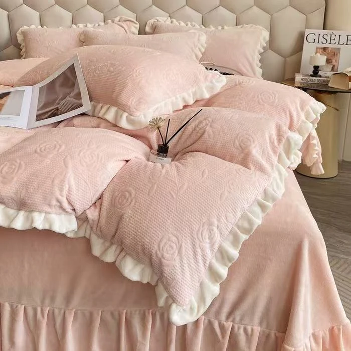 【梦之岚】轻奢高端床裙款牛奶绒四件套加绒加厚2025新款韩版套件