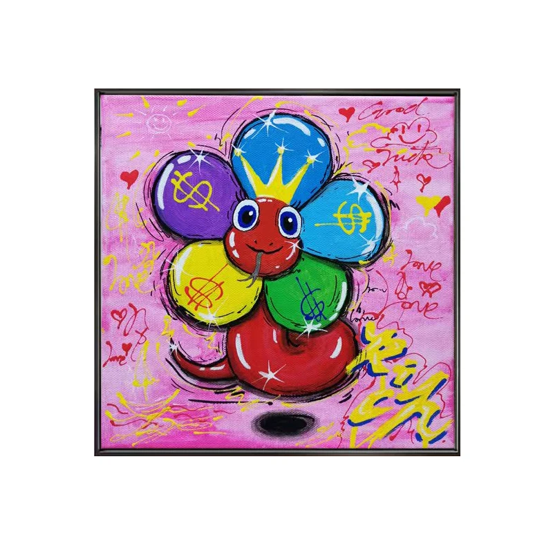 李建《锦蛇增辉》艺术家亲笔签名布面版画现代艺术装饰品