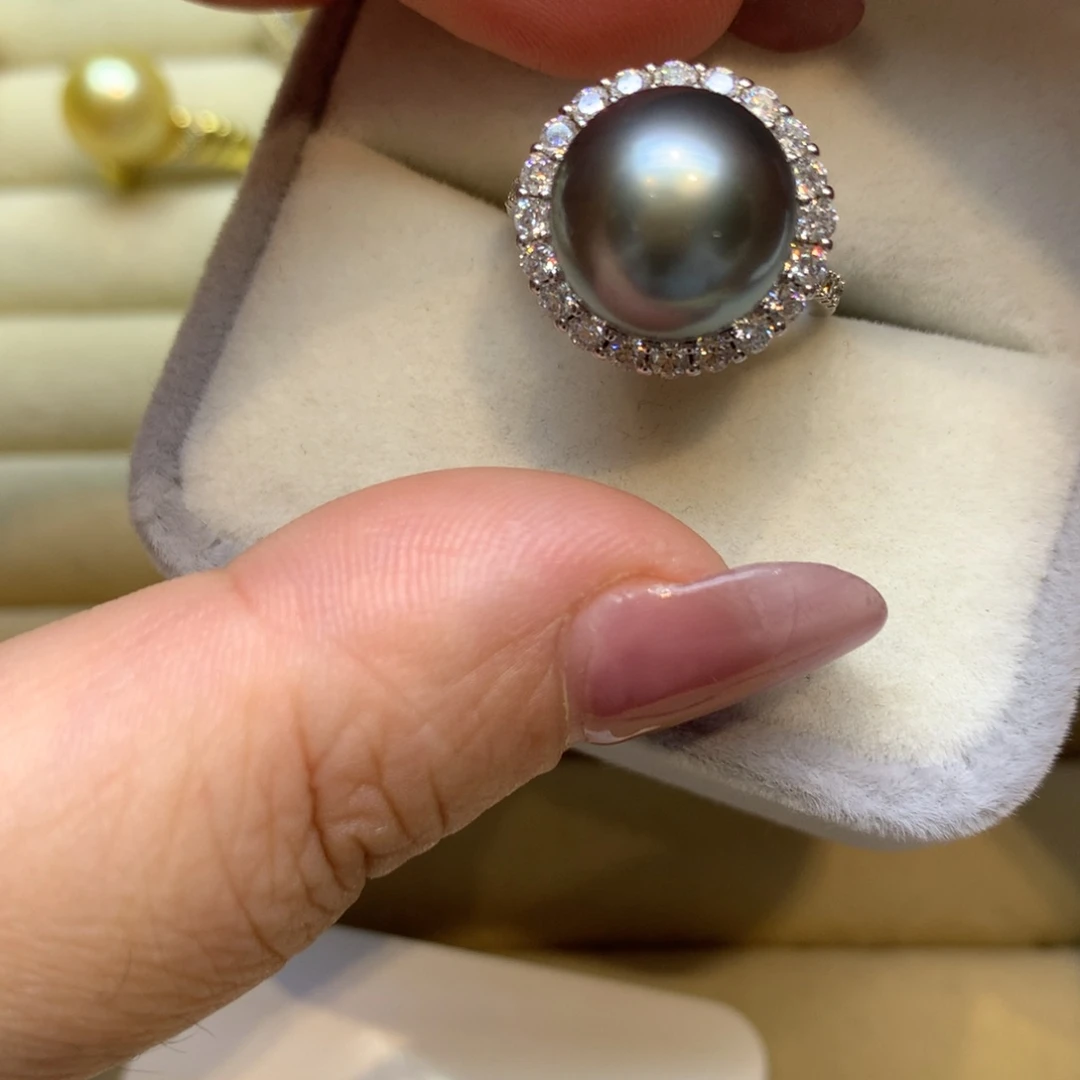 银S925镶嵌戒指海水珍珠