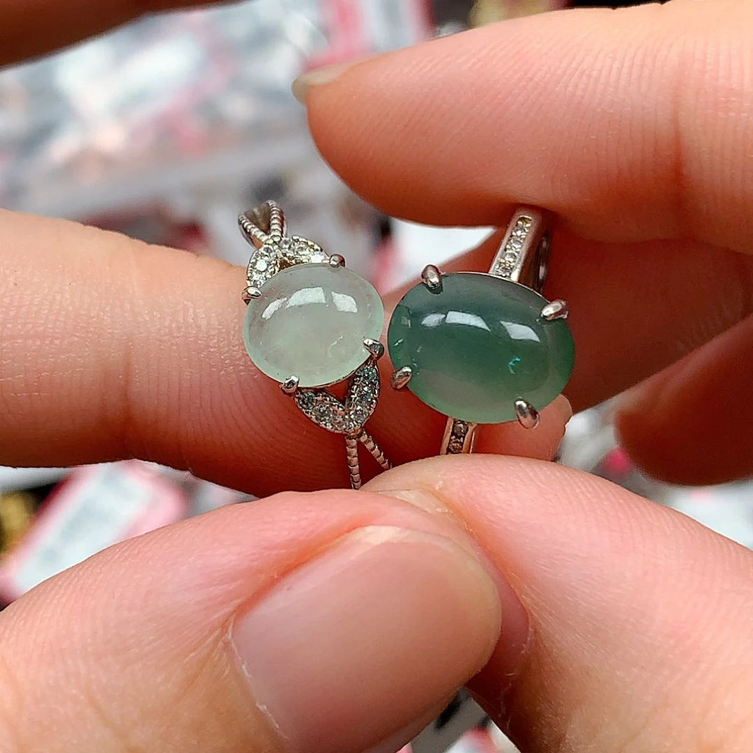 翡翠戒指银S925镶嵌