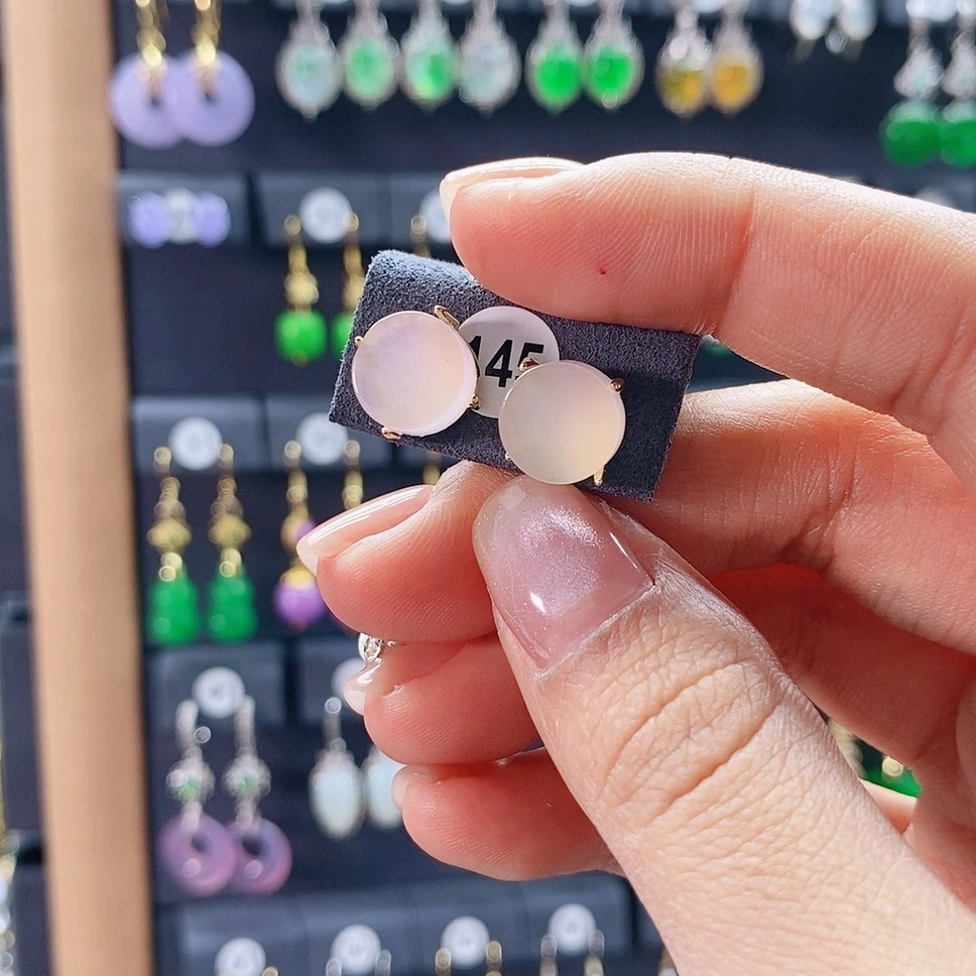 玛瑙/玉髓银S925镀金镶嵌耳钉145