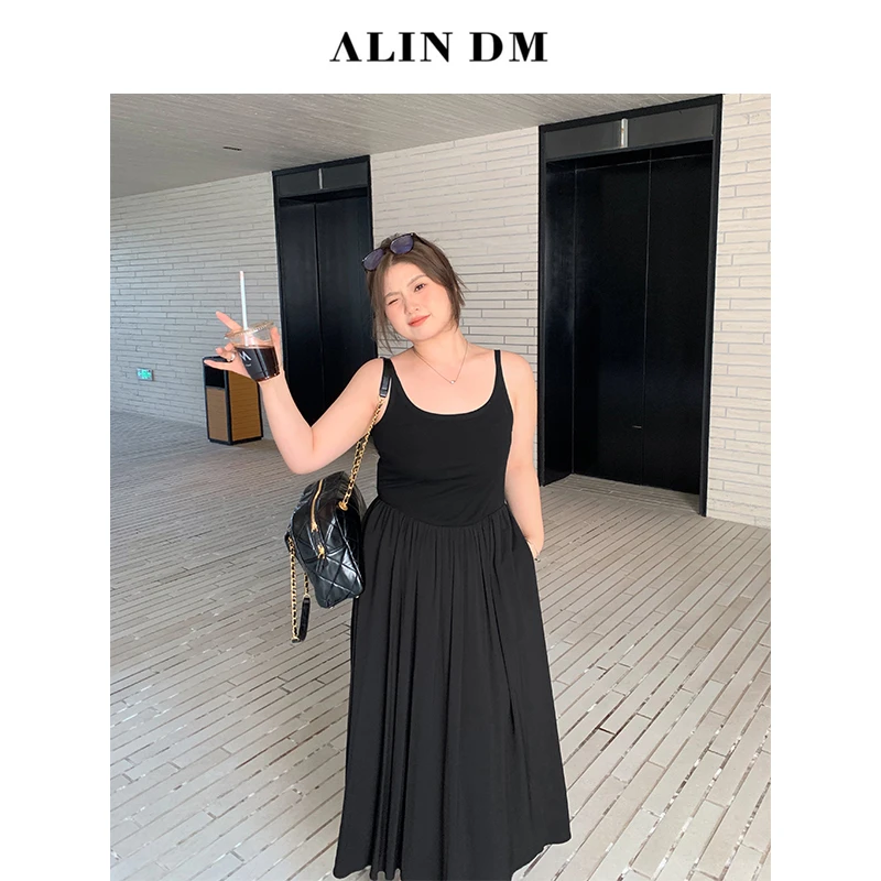 ALINDM【气质范本】大码微胖mm气质优雅吊带裙-XG7247