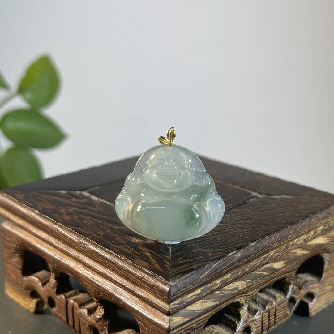 JCA18-62 天然翡翠缅甸A货 18K扣头佛公