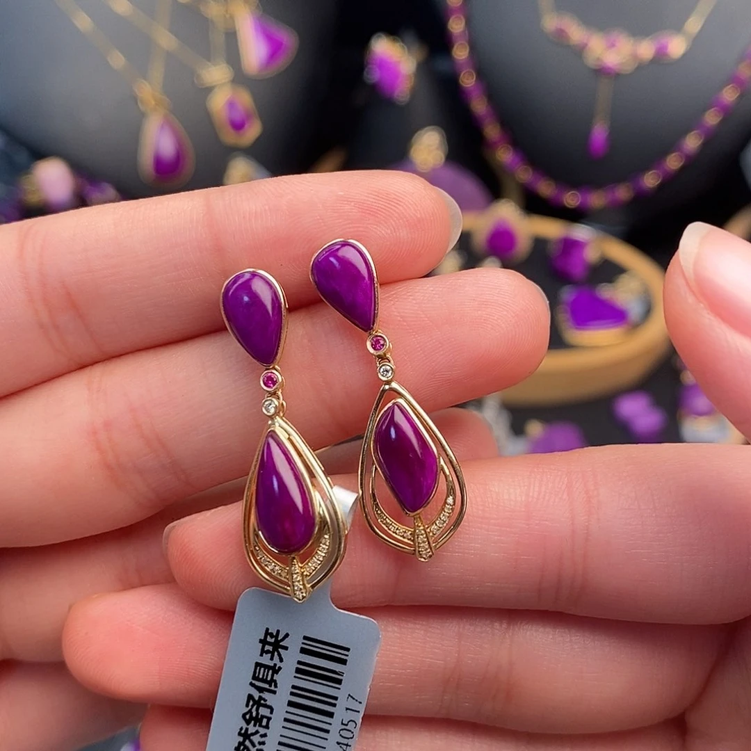 苏纪石（舒俱来）耳饰18K金镶嵌