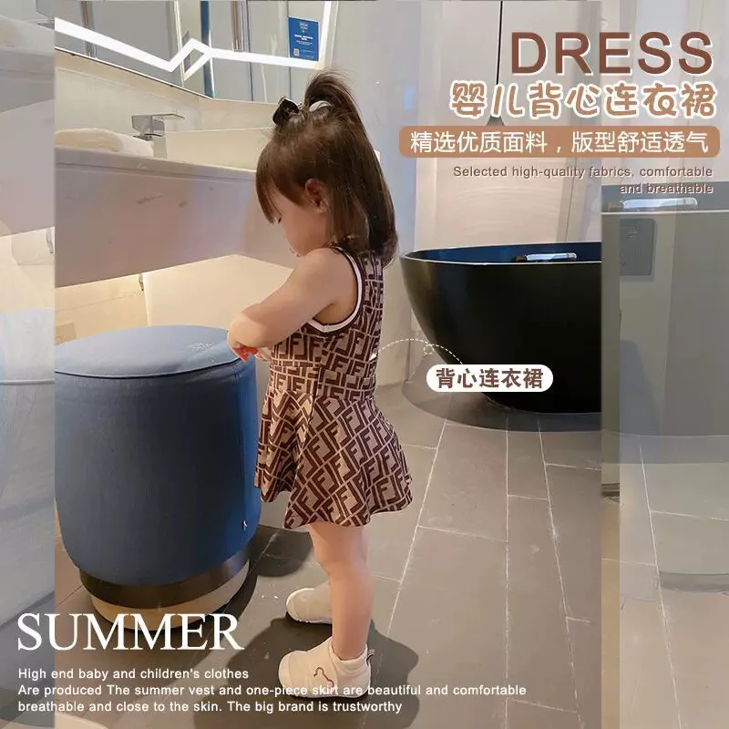 【大小时光】高定系列 字母大牌感棉质娃娃背心裙