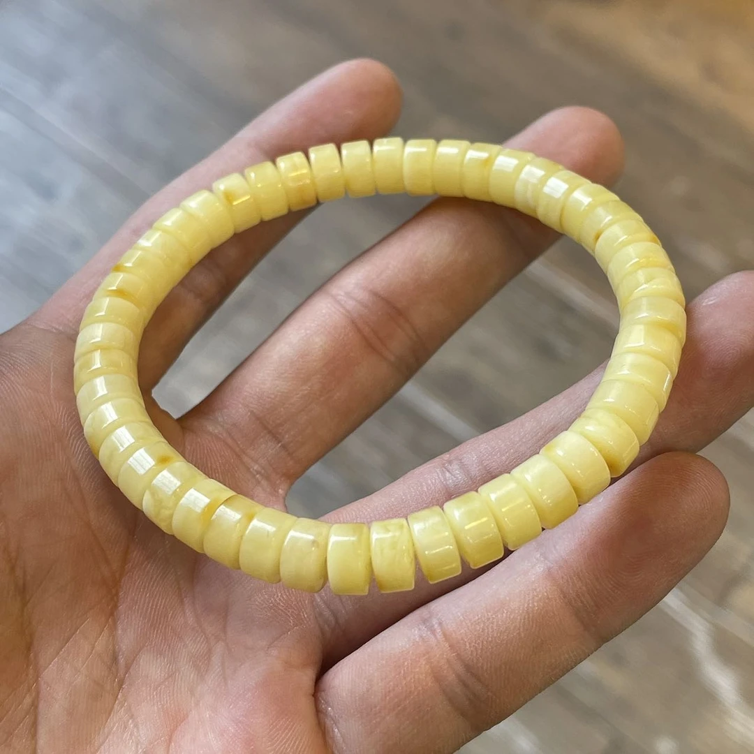 【佳哥严选】J11255-蜜蜡精工药片单圈手串-7mm左右