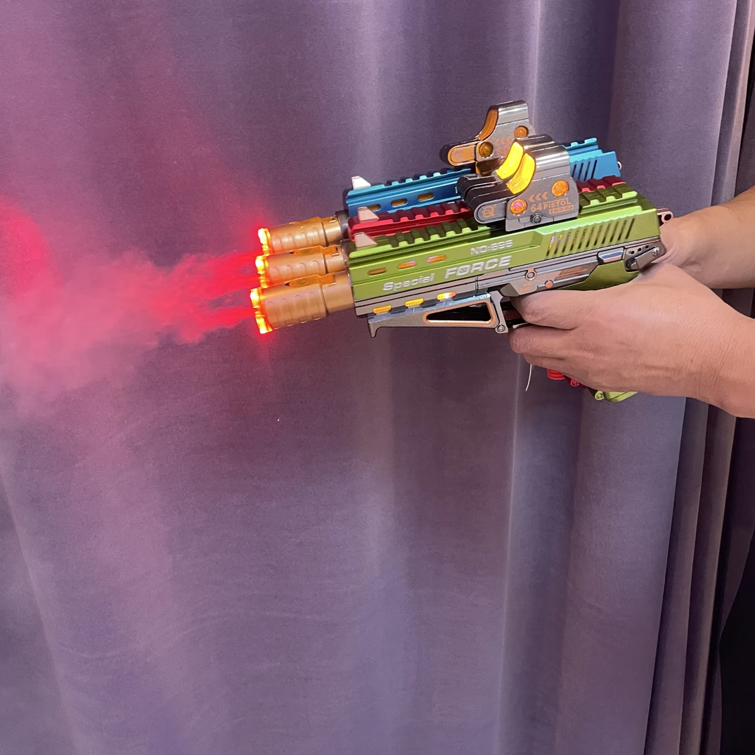 电动声光玩具枪加水冒烟喷雾带震动伸缩适合3-6岁男女童