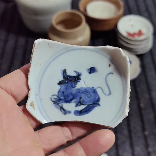 瓷片青花影青杯垫学习标本