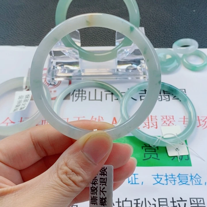 翡翠未镶嵌手镯小圆条手镯55-56圈口