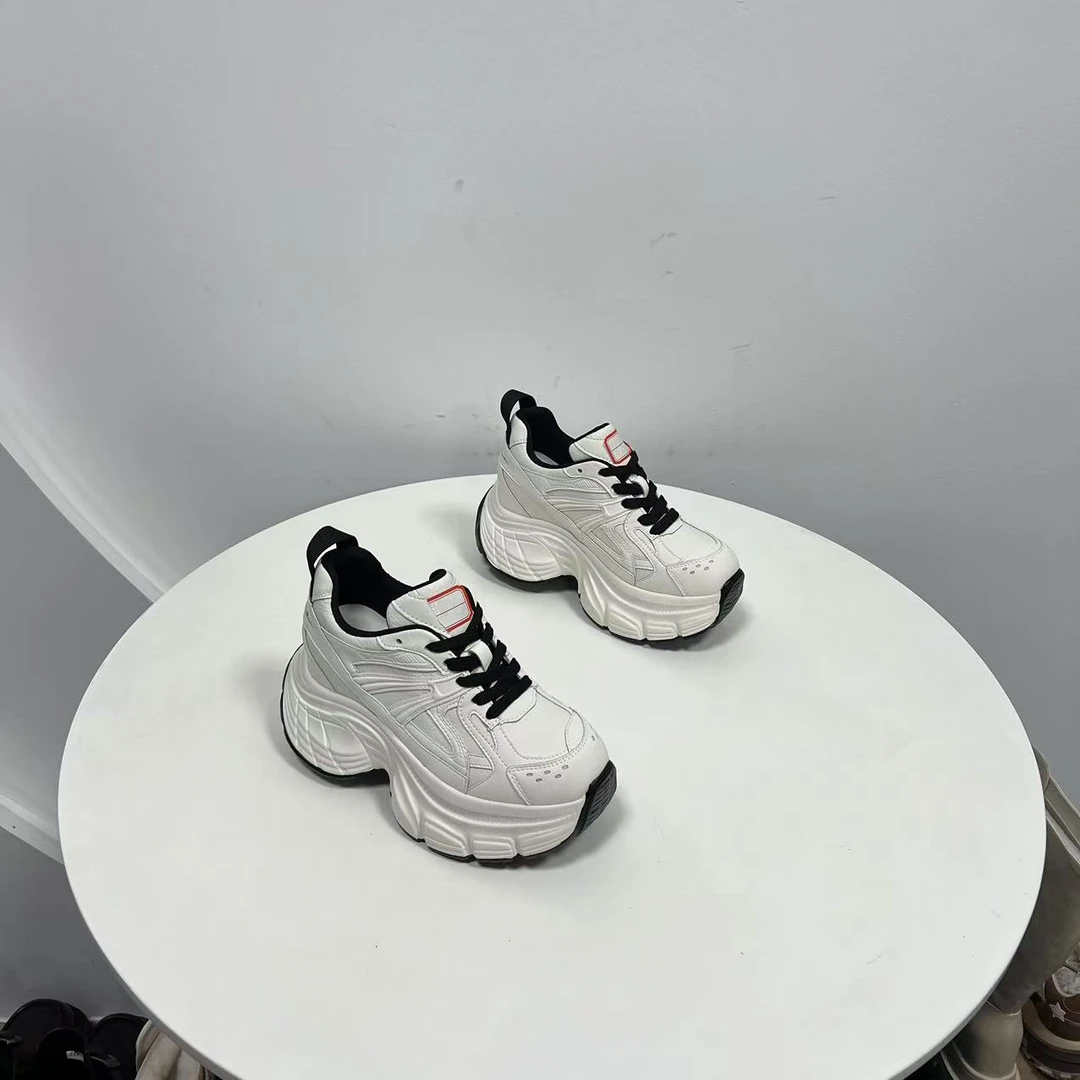 增高9CM 2025年新款系带老爹鞋厚底内增高透气女 3479