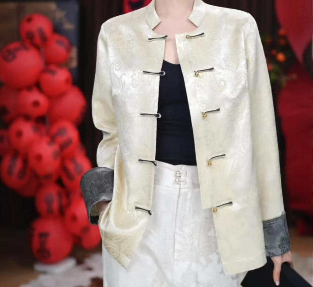 【白泽】新中式复古显瘦春秋宽松国风休闲白色女士百搭设计师外套