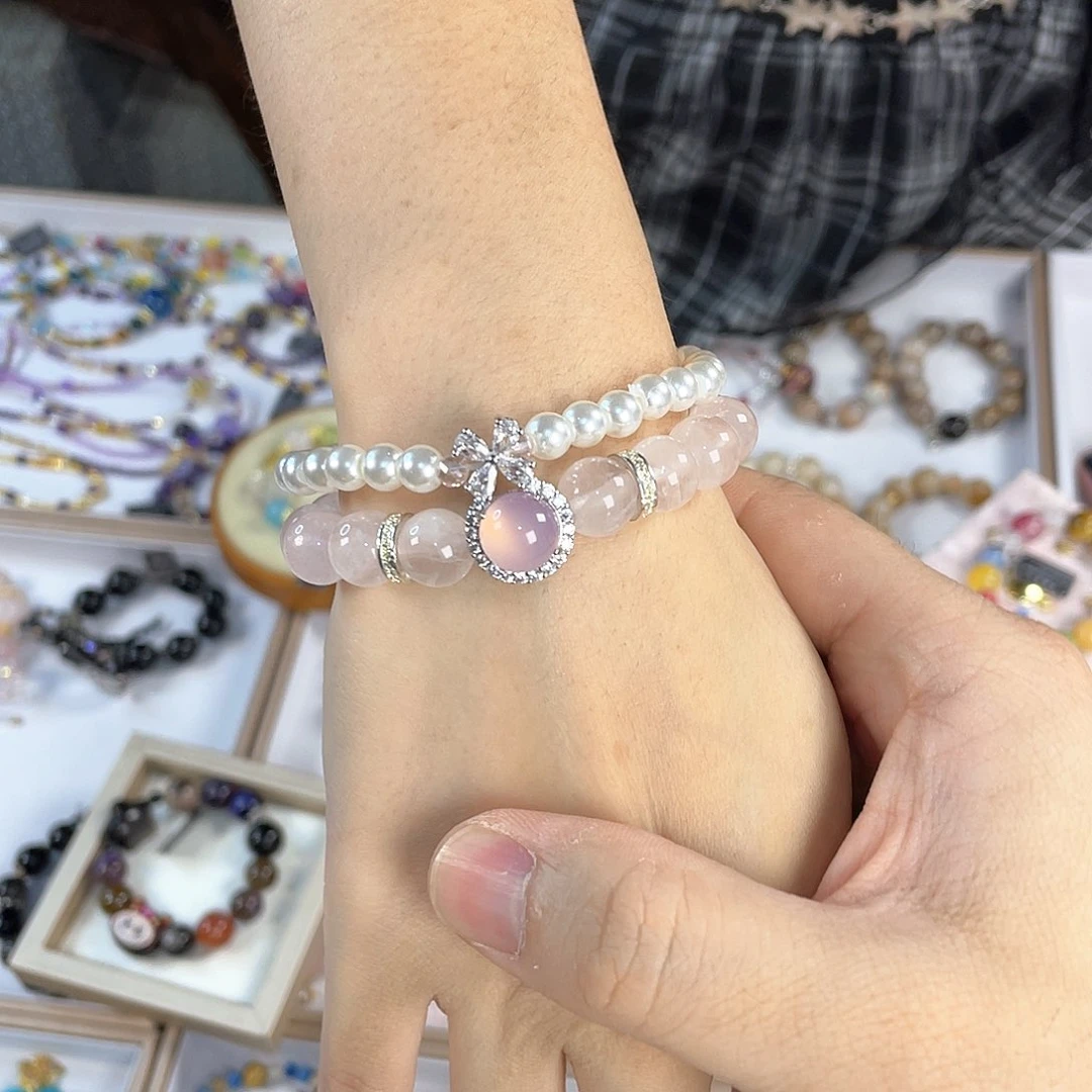 水晶手链银S925镀金镶嵌