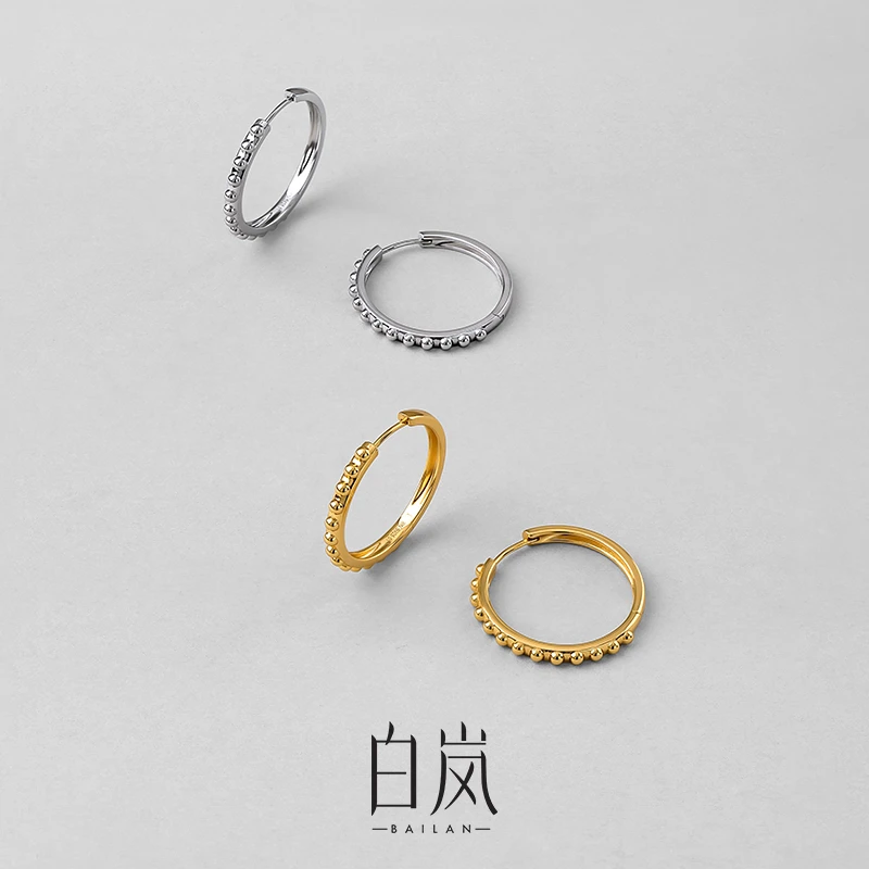 925银耳饰 【11月上新】白岚连珠耳环925银耳饰女新款素圈ED4792