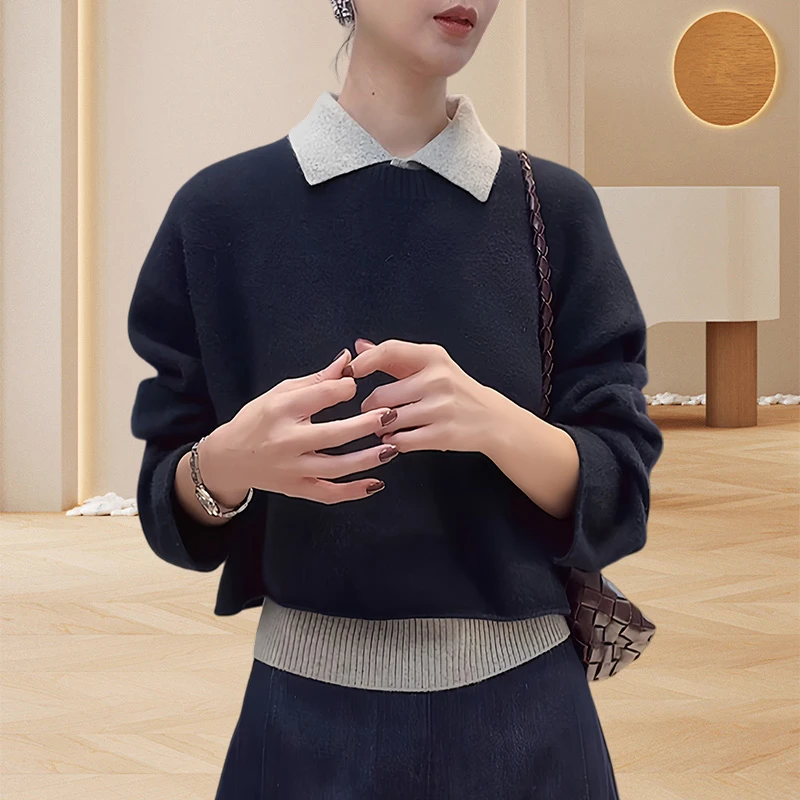 松弛感慵懒风短款毛衣秋冬小个子休闲风宽松新款时尚洋气百搭女装