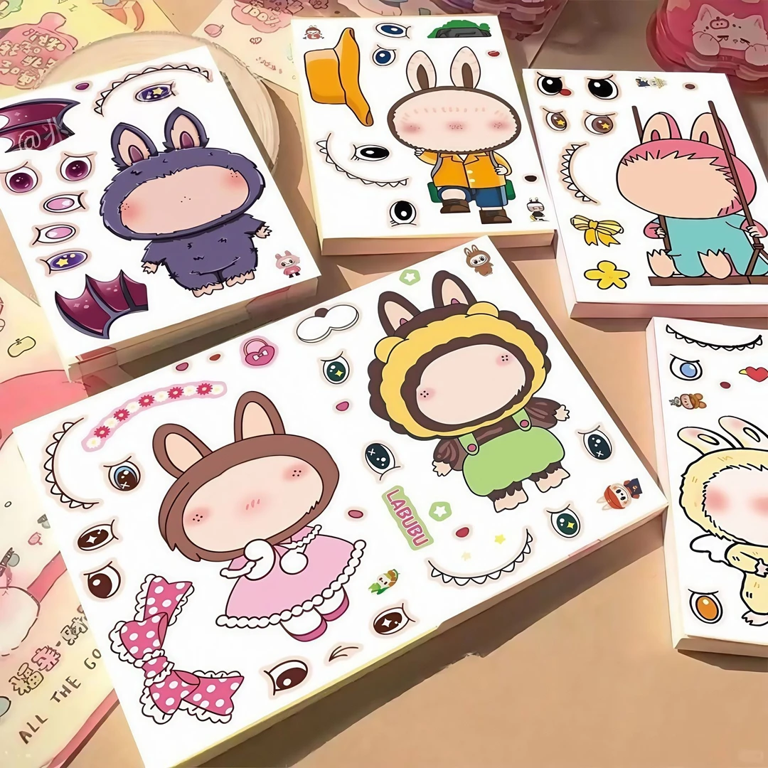labubu换装贴纸卡通可爱儿童益智装饰桌面书面diy贴画