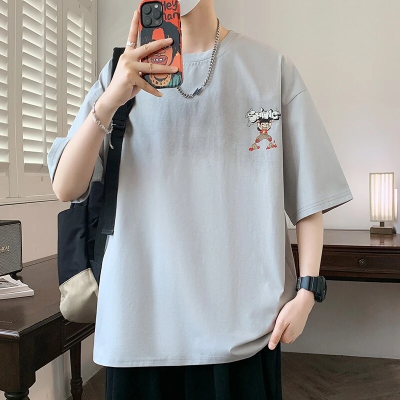 2025新款春夏季潮牌痞帅短袖T恤男休闲个性哪吒时尚宽松休闲半袖