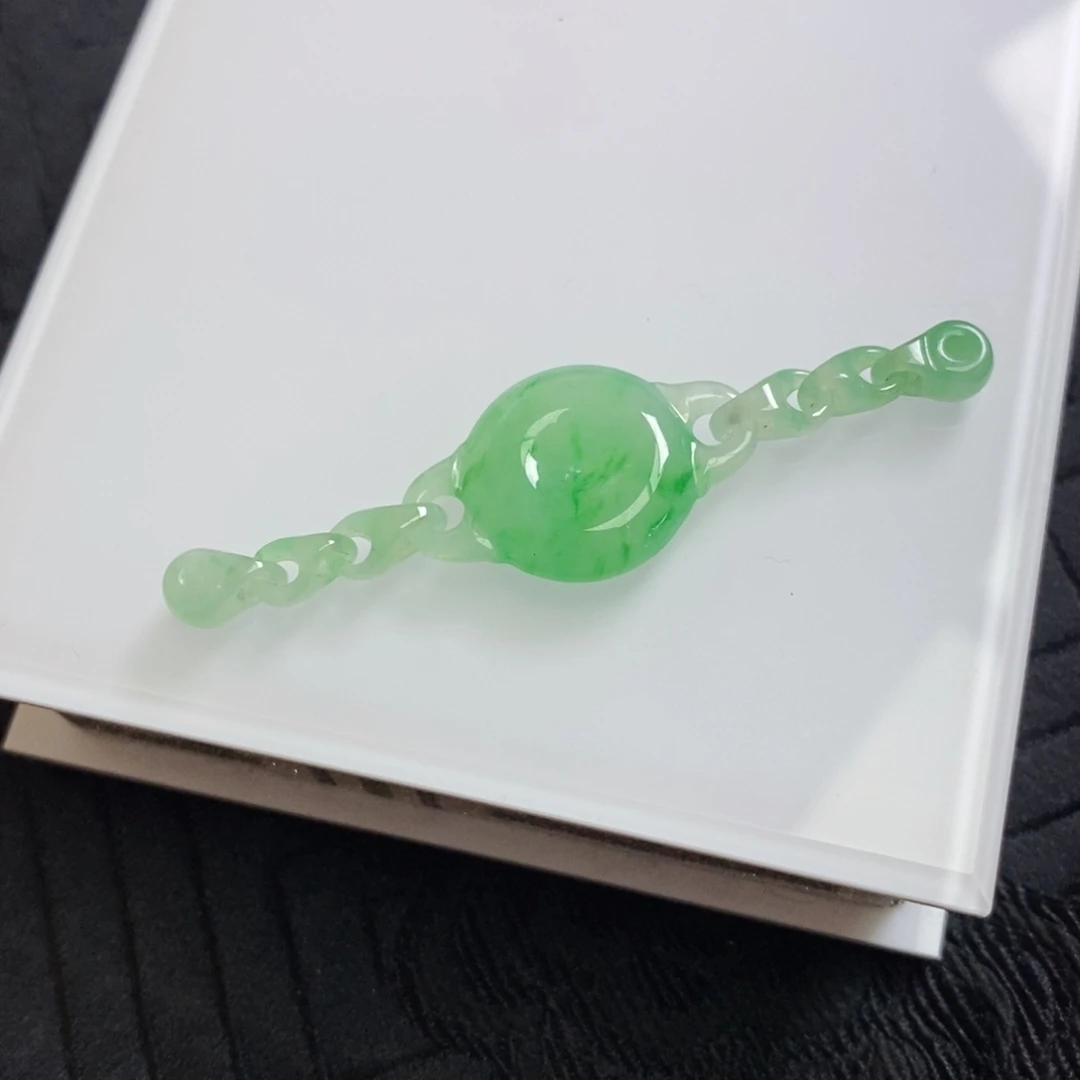 翡翠未镶嵌颈饰飘花拉环 可编手绳可做颈饰