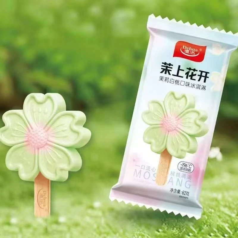 【一口流心，桃桃满满四支装】德华 茉上花开茉莉白桃口味冰淇淋雪糕同城送雪糕同城配