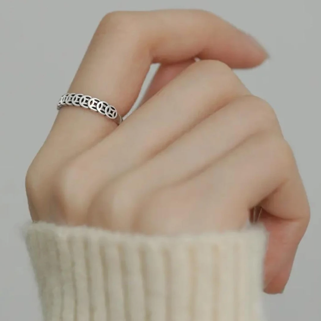 【钱多多】戒指女个性男女小众复古百搭时尚戒指指环