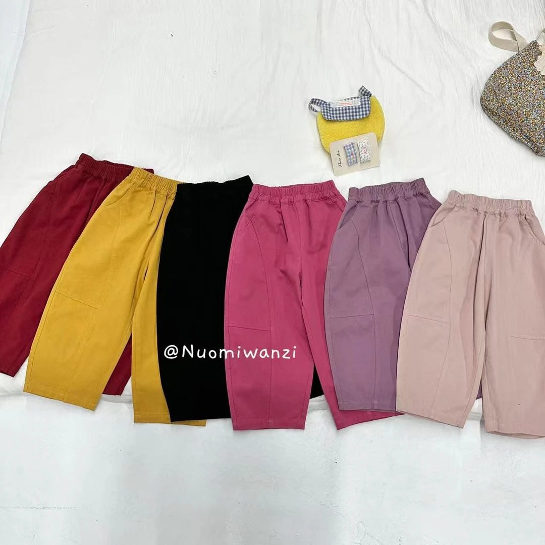 丸子十【现货】儿童纯棉多色百搭棉布弯刀裤（秋款）WZJ-25599