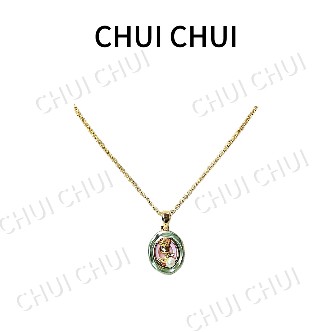 铜合金项链 优雅坠链手工饰品素款复古熔岩白色小众链子锁骨链