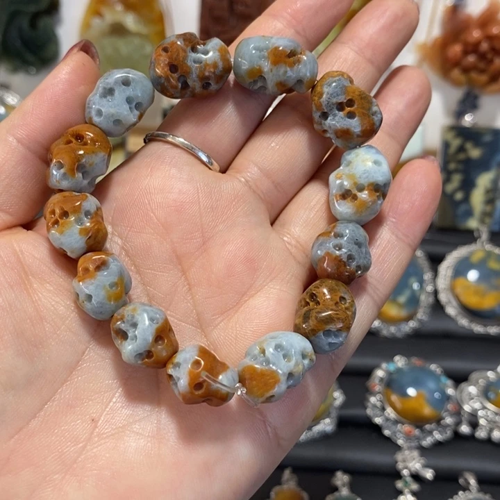 美***6蛇纹石玉未镶嵌手链