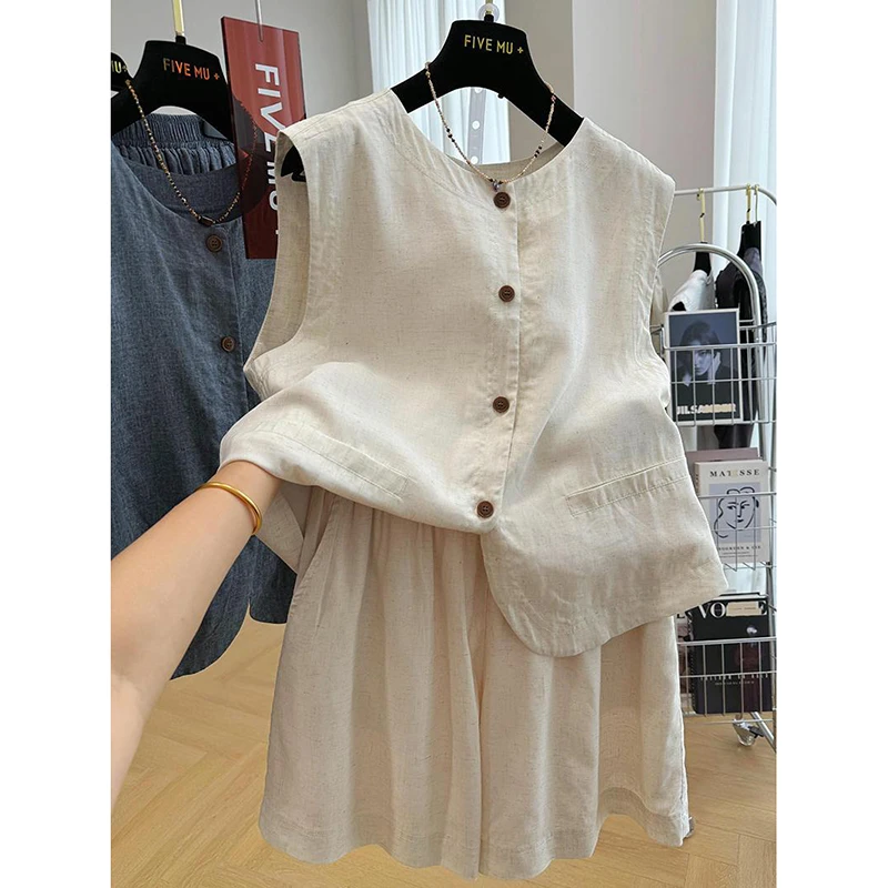 今年流行夏装搭配一整套盐系轻熟短款马甲背心短裤两件时尚套装女