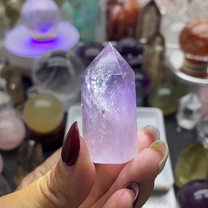 未镶嵌珠宝半成品水晶49紫水晶柱高4.2宽2