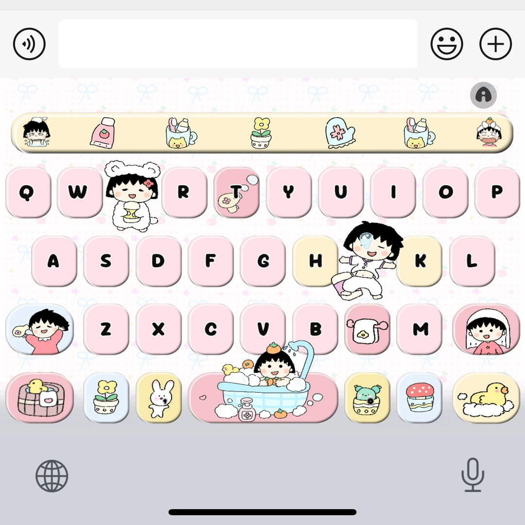 泡澡小丸子/ios苹果安卓百度输入法皮肤键盘白肚皮双色