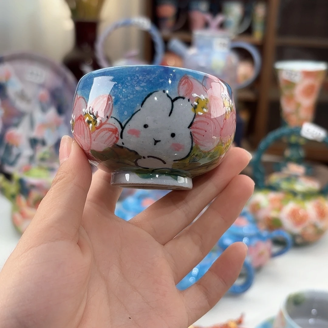 景德镇手绘高温釉下彩陶瓷茶具