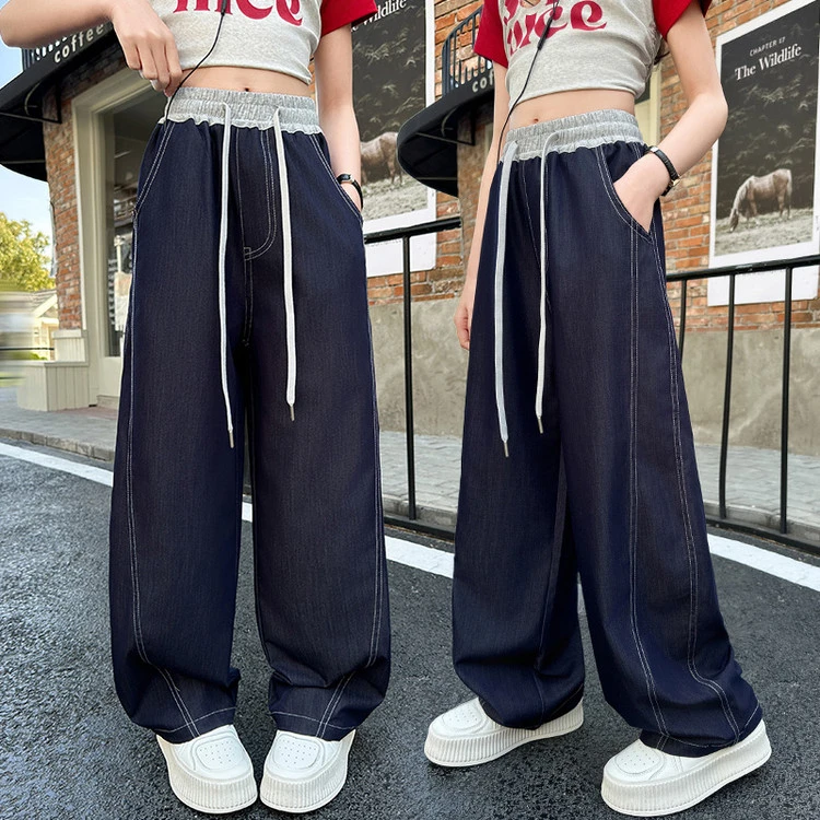 女童裤子夏季套装儿童修身短裤上衣中大童薄款裤子女大童牛仔裤潮