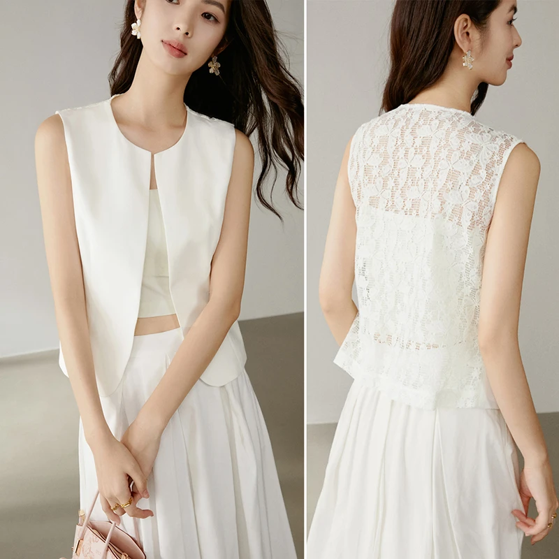 【专享】2025外套背部蕾丝马甲女25030706