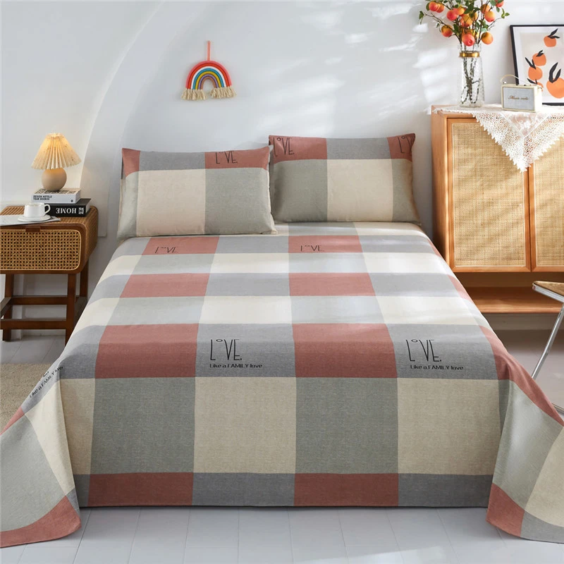 棉麻老粗布加厚床单学生宿舍四季通用床单凉席三件套