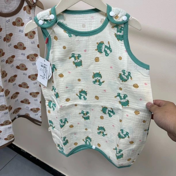 儿童无袖纱布睡袋 90-130 纯棉防踢被