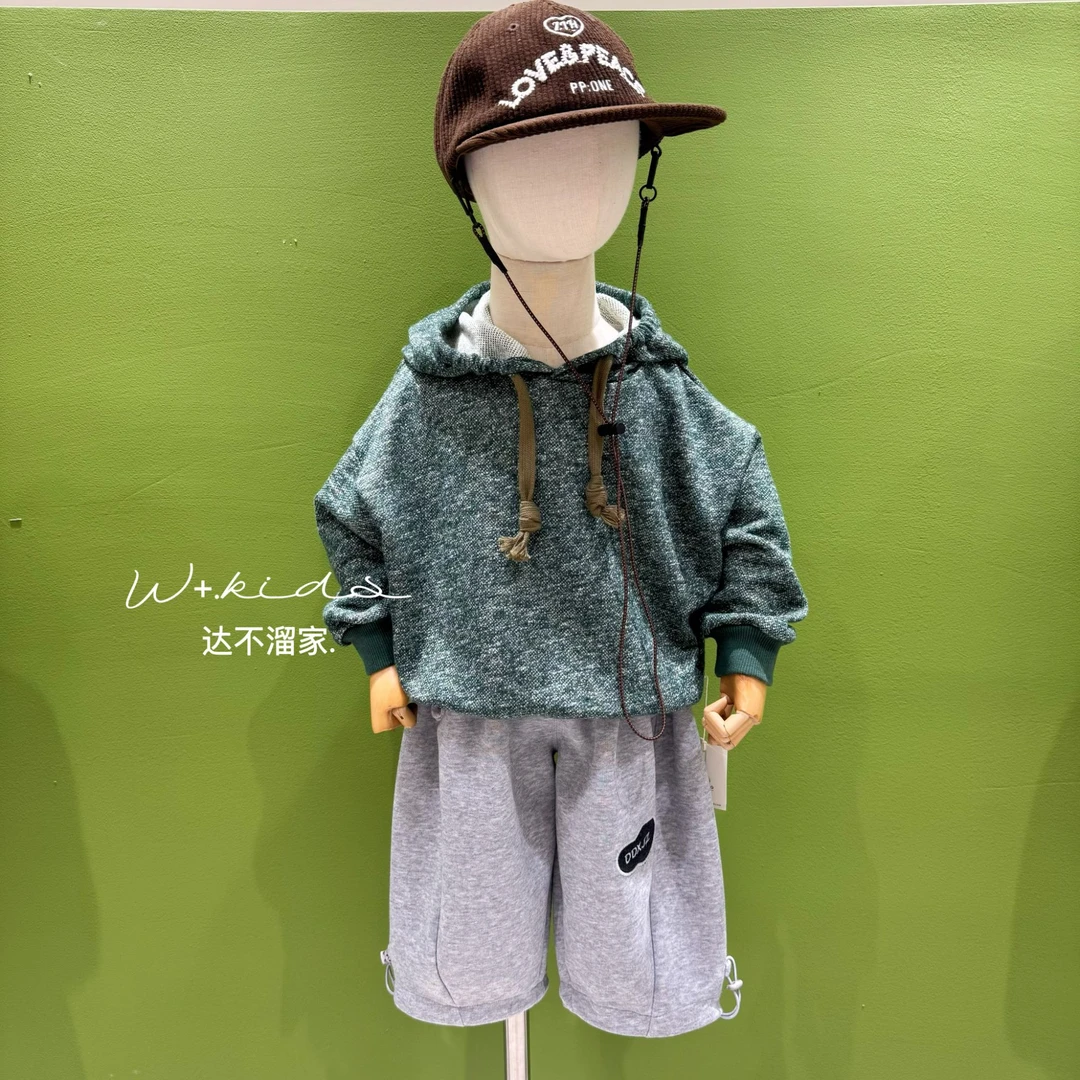 【W+韩系童装】秋款儿童韩版男女宝可穿休闲连帽卫衣 25226