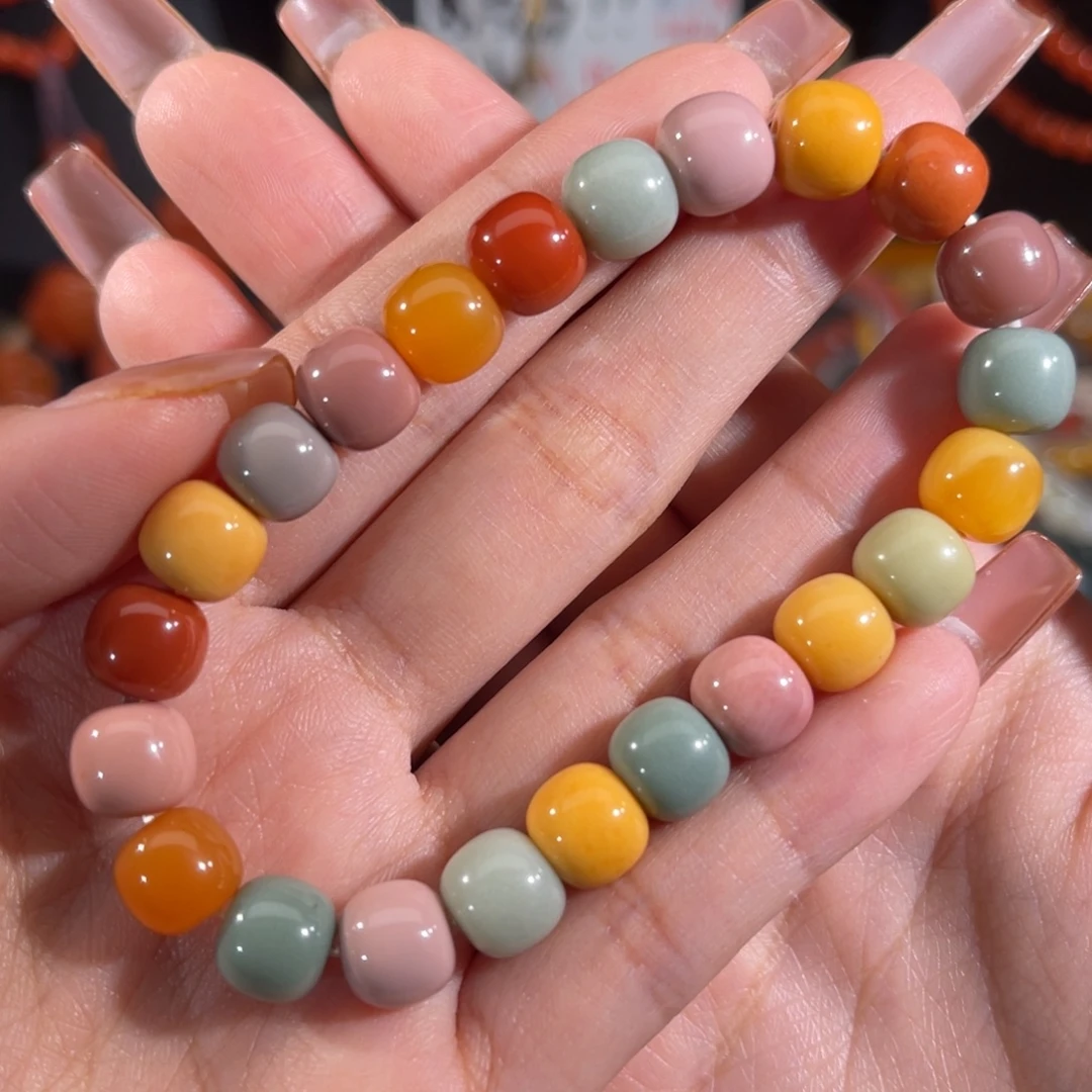 石英质玉未镶嵌缅黄+阿拉善多宝老型手串 9mm