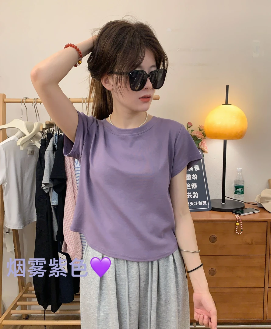 2025夏款显小只的tee~小飞袖圆领基础短袖382