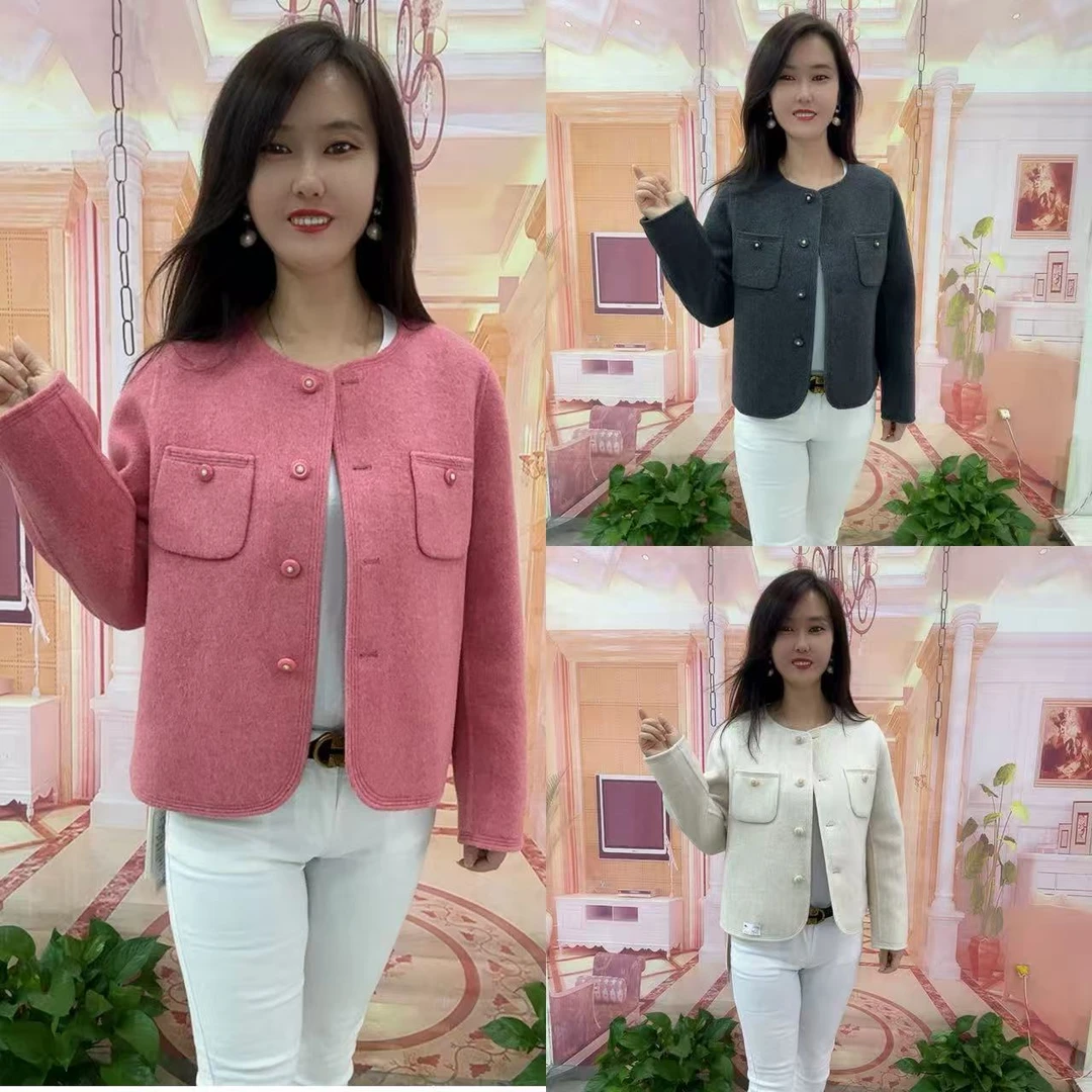 607高品质双面绒小香风外套（衣长54左右）