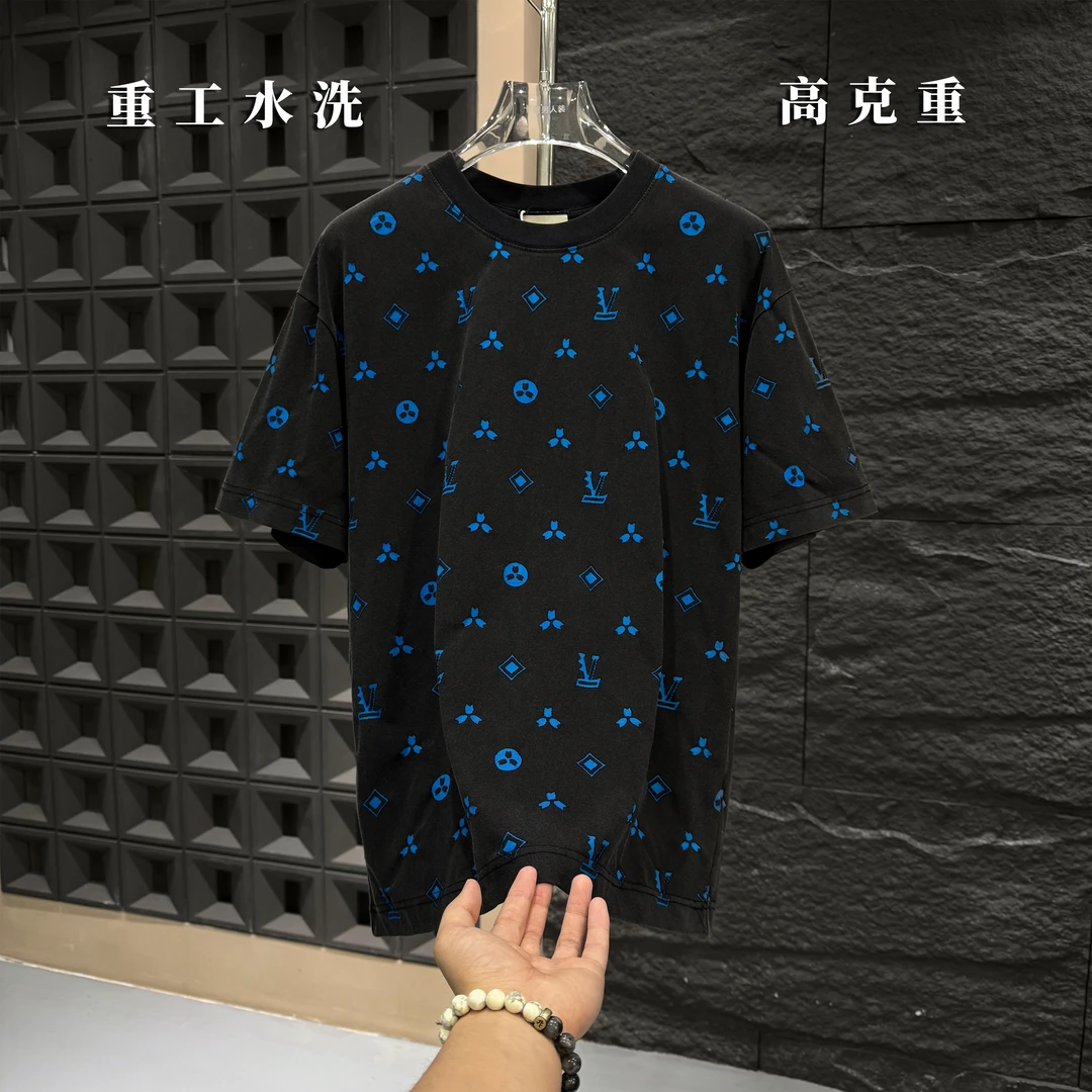 SP-F43-春夏新款水洗潮牌激光烧花男士短袖男女同款轻奢时尚百搭
