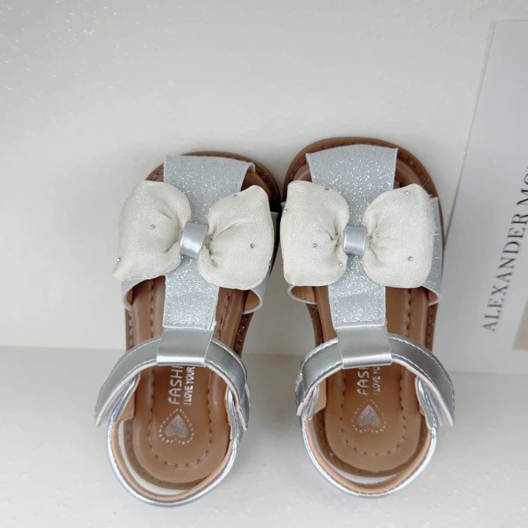 女童凉鞋2025夏季新款女宝宝包头蝴蝶结公主风凉鞋女孩可爱软底鞋