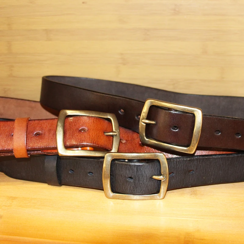 植鞣5.5mm加厚头层牛皮牛仔裤腰带男士机车日字扣复古皮带029号