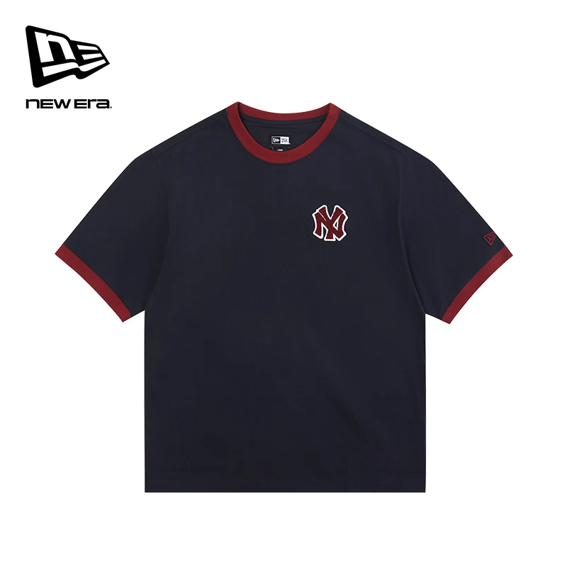 New Era 纽亦华MLB系列T恤NY贴布刺绣情侣撞色纯棉休闲短袖时尚