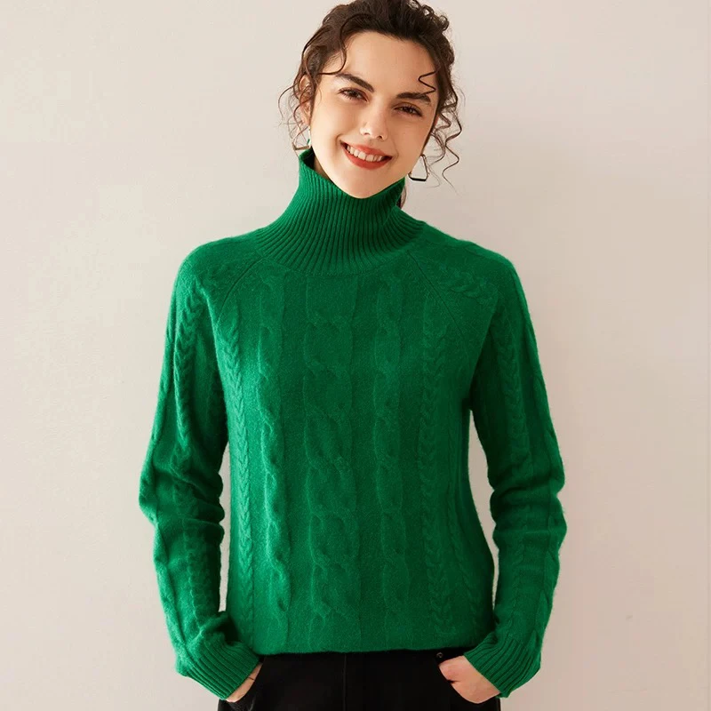 24秋冬新款高领绞花加女宽松显瘦保暖套头针织内搭7637