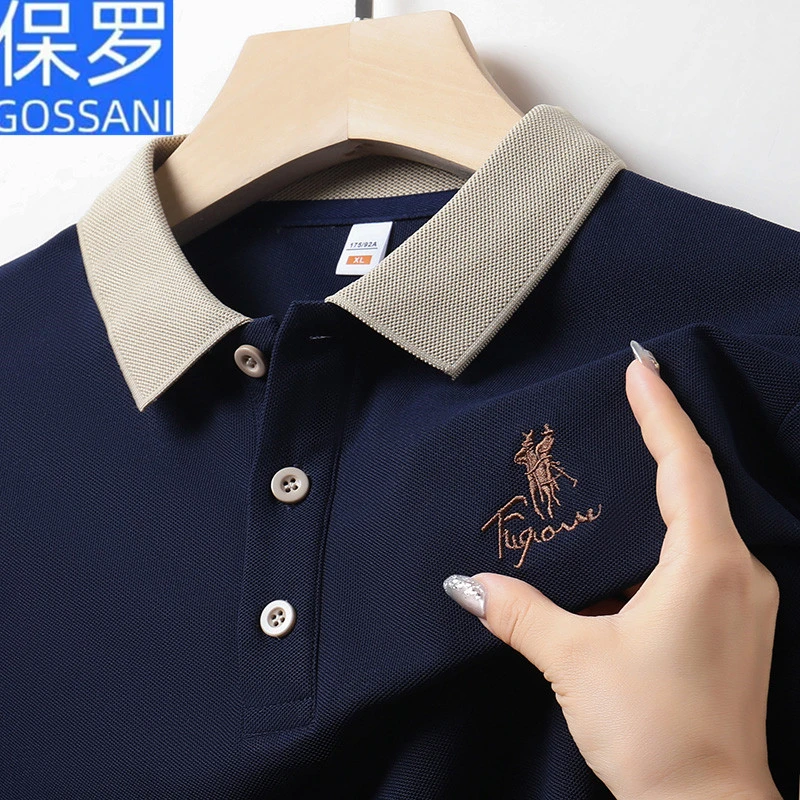 保罗夏季中年男士翻领polo衫短袖t恤高档爸爸装打底衫休闲薄款